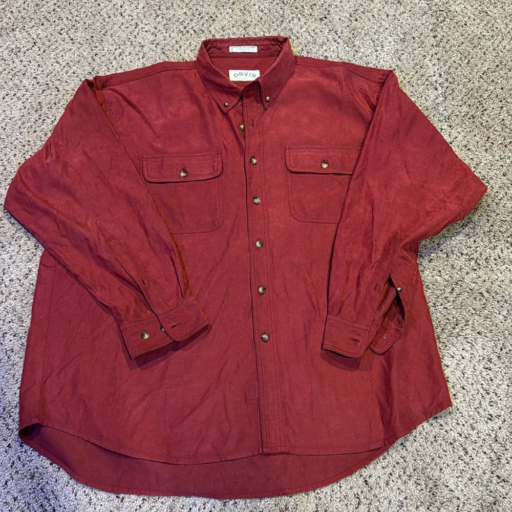 Orvis Red Button-Up Shirt